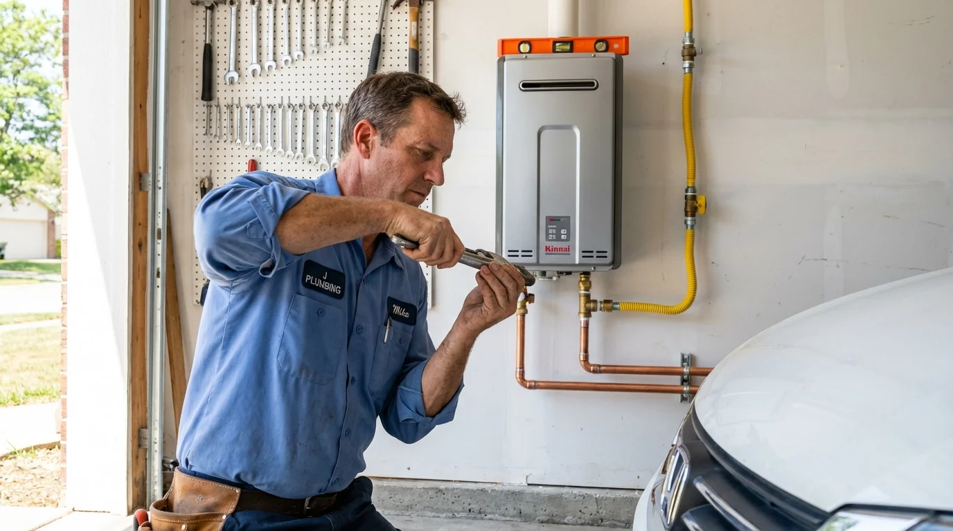 Tankless water heater installation by a Johns Plumbing LLC plumber in Madbury